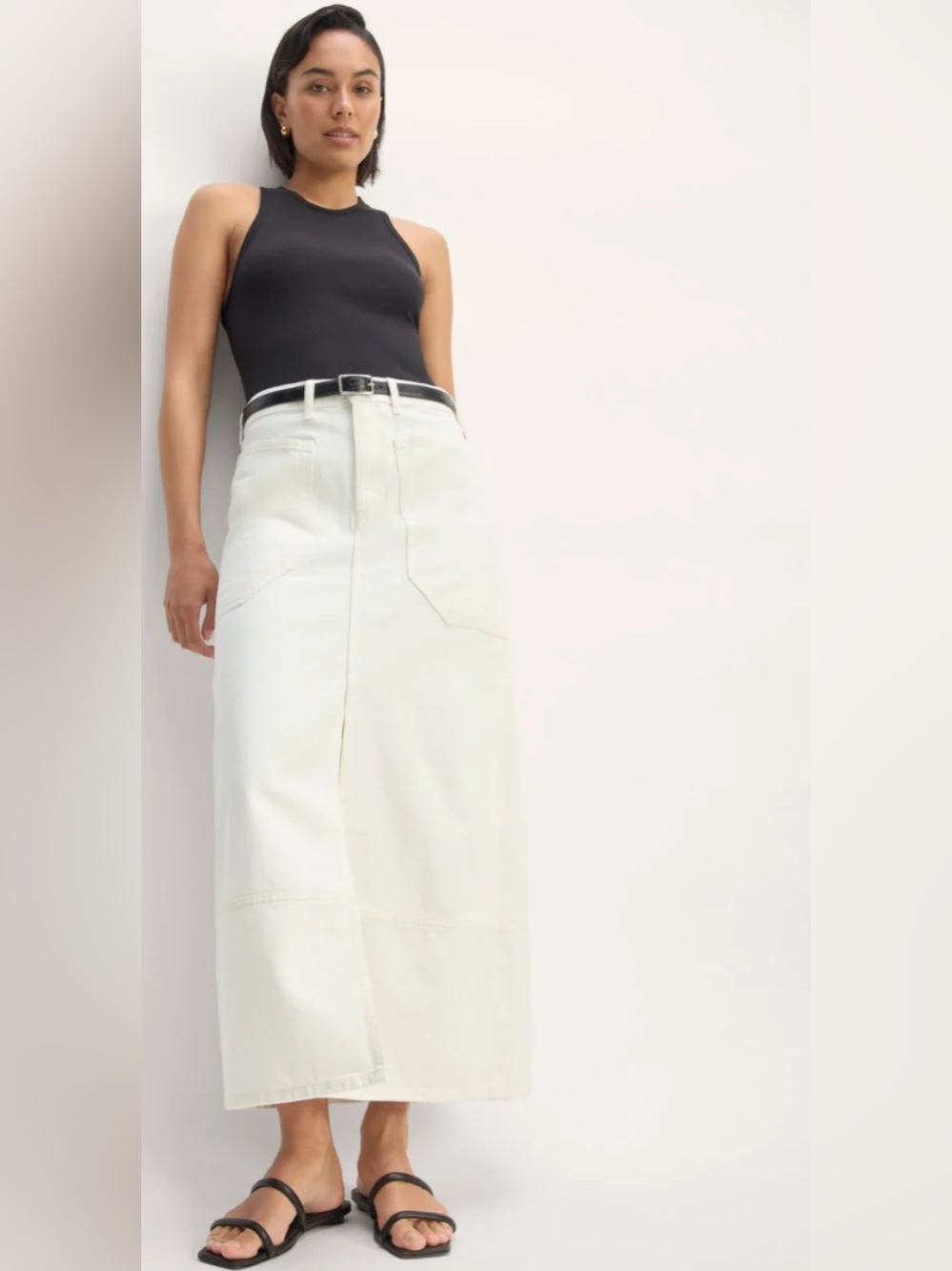 Everlane Gardner skirt in white maxi denim skirt size 26